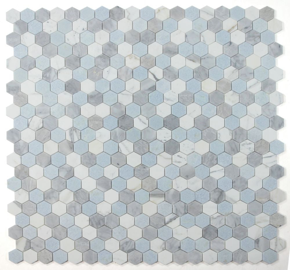 UT-4101 Livid 2 x 2 Hexagon Marble Mosaic 9 sheets together