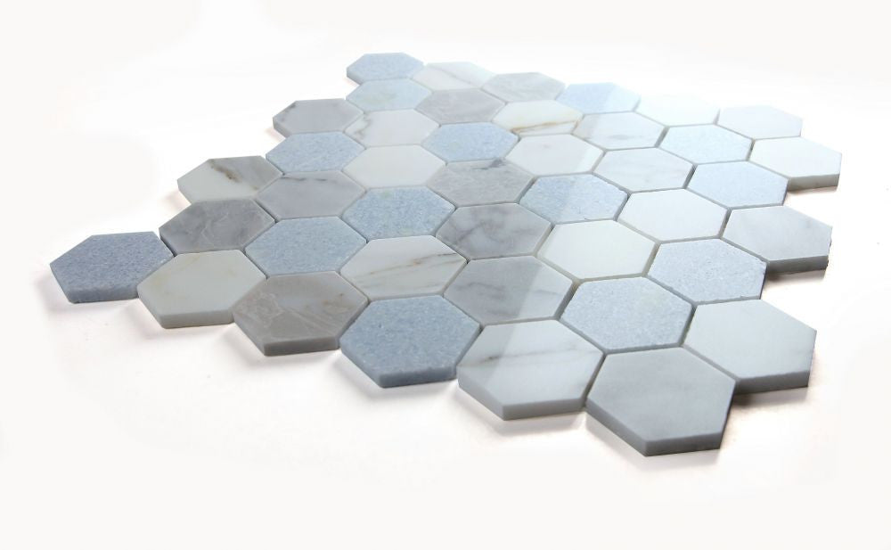 UT-4101 Livid 2 x 2 Hexagon Marble Mosaic Angle View