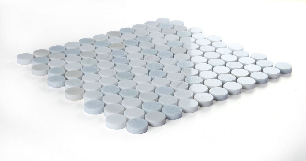 UT-4221 Sky Penny Round Marble Mosaic Angle View