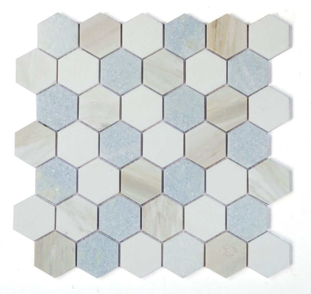 UT-4222 Sky 2 x 2 Hexagon Marble Mosaic