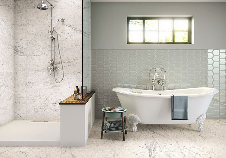 Wexille Hall Hexagon Ceramic Field Tile WXH-4605 Beryl Window bathroom tub walls