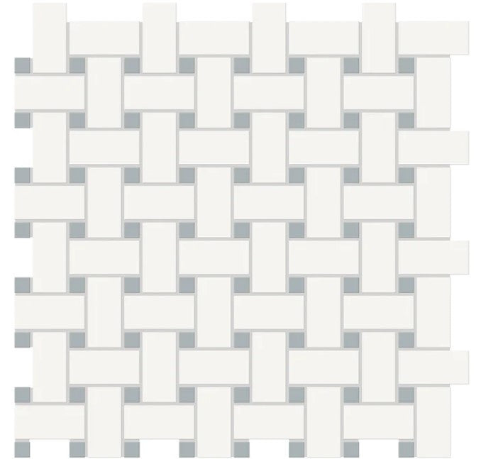 Anatolia Soho Mosaic Tile Basketweave with Cloud Blue insert 4501-0472-0