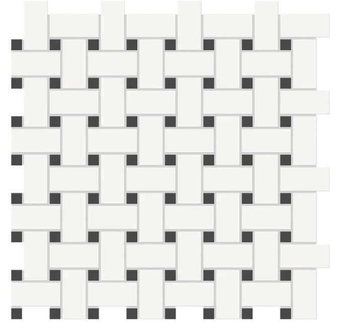 Anatolia Soho Mosaic tile Basketweave with Retro Black insert 4501-0470-0