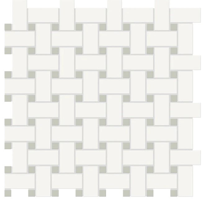 Anatolia Soho Mosaic tile Basketweave with Soft Sage insert 4501-0471-0