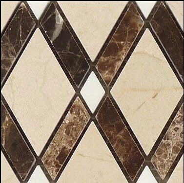 Diamond Series Crema Marfil or Emperador Dark or Thassos White DS-56 marble mosaic sample