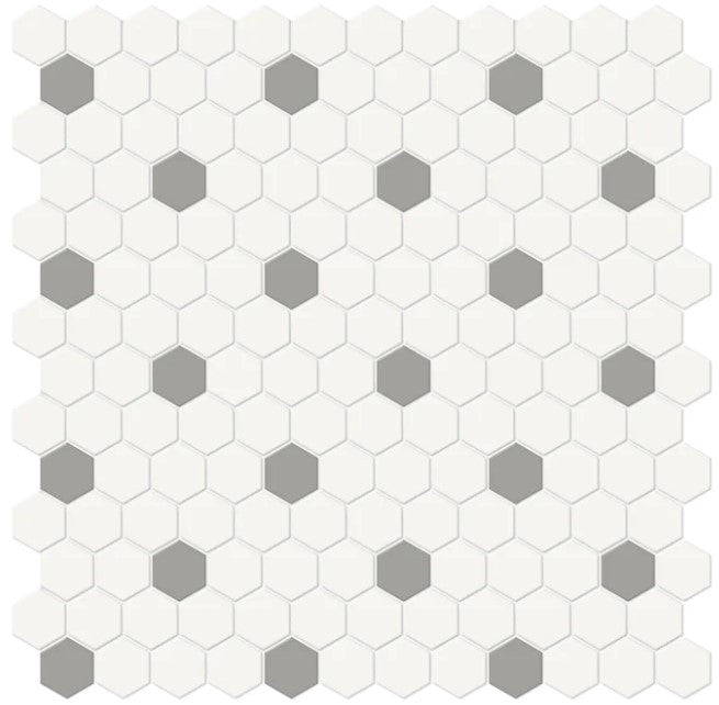 Anatolia Soho Mosaic Tile 1" hexagon with cement chic insert 4501-0451-0