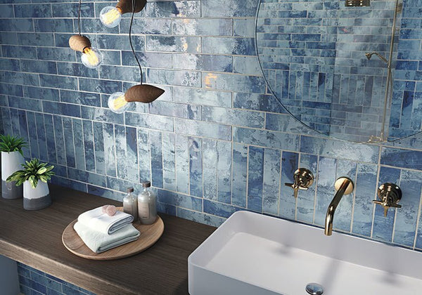 Rain Drops Collection 3" x 12" Glossy Ceramic Subway Tile – Ocean Mist RD-261