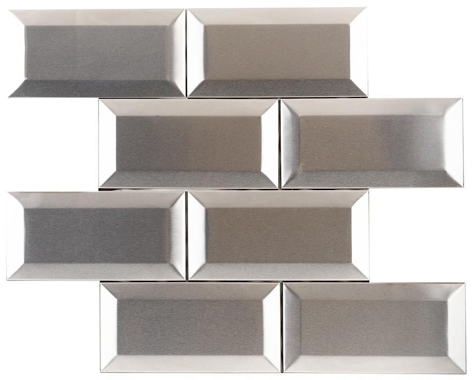 UDS Stainless Steel Tile Backsplash 3 x 6 Bevel Subway Tile 411-036