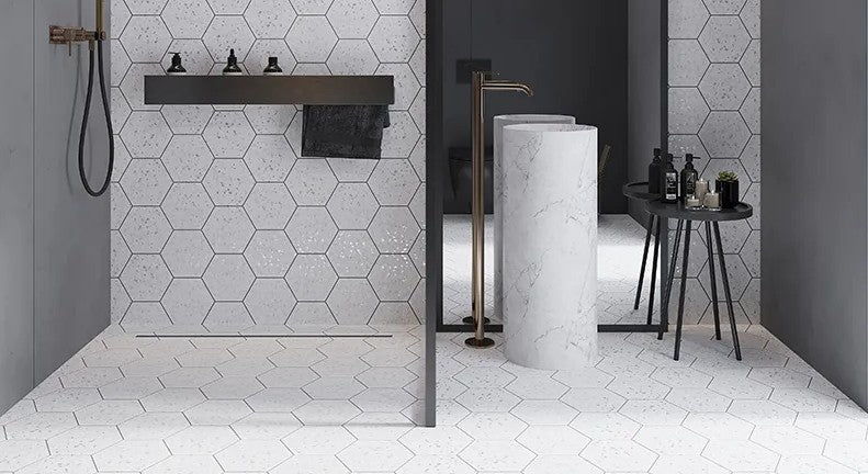 Hexagon Shower Floor Tile Ideas by Bruno with Tile Choices