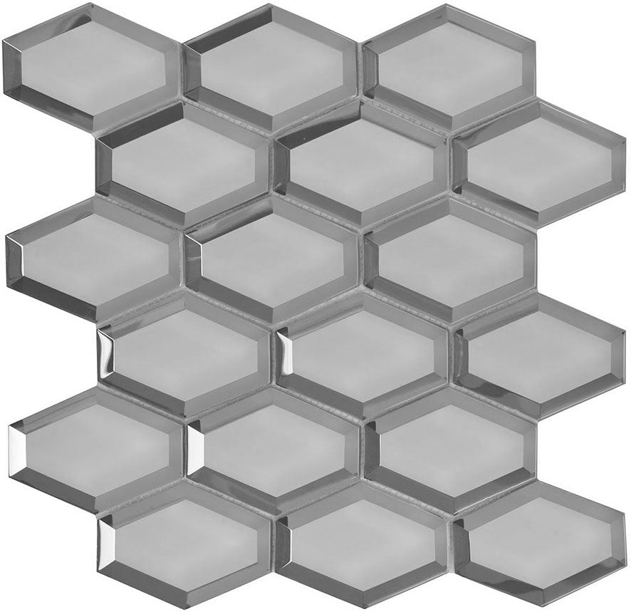 412-101 Alabaster Beveled Hexagon Mirror Mosaic Tile