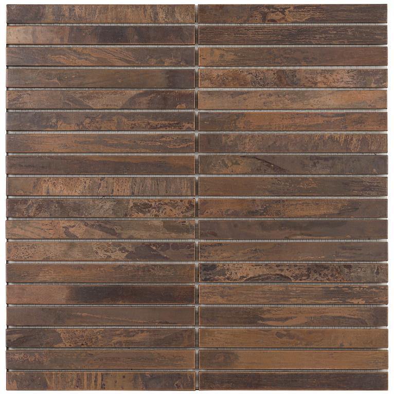 Antique Copper Straight Stacked Mosaic 525-013 | Linear Copper Tile