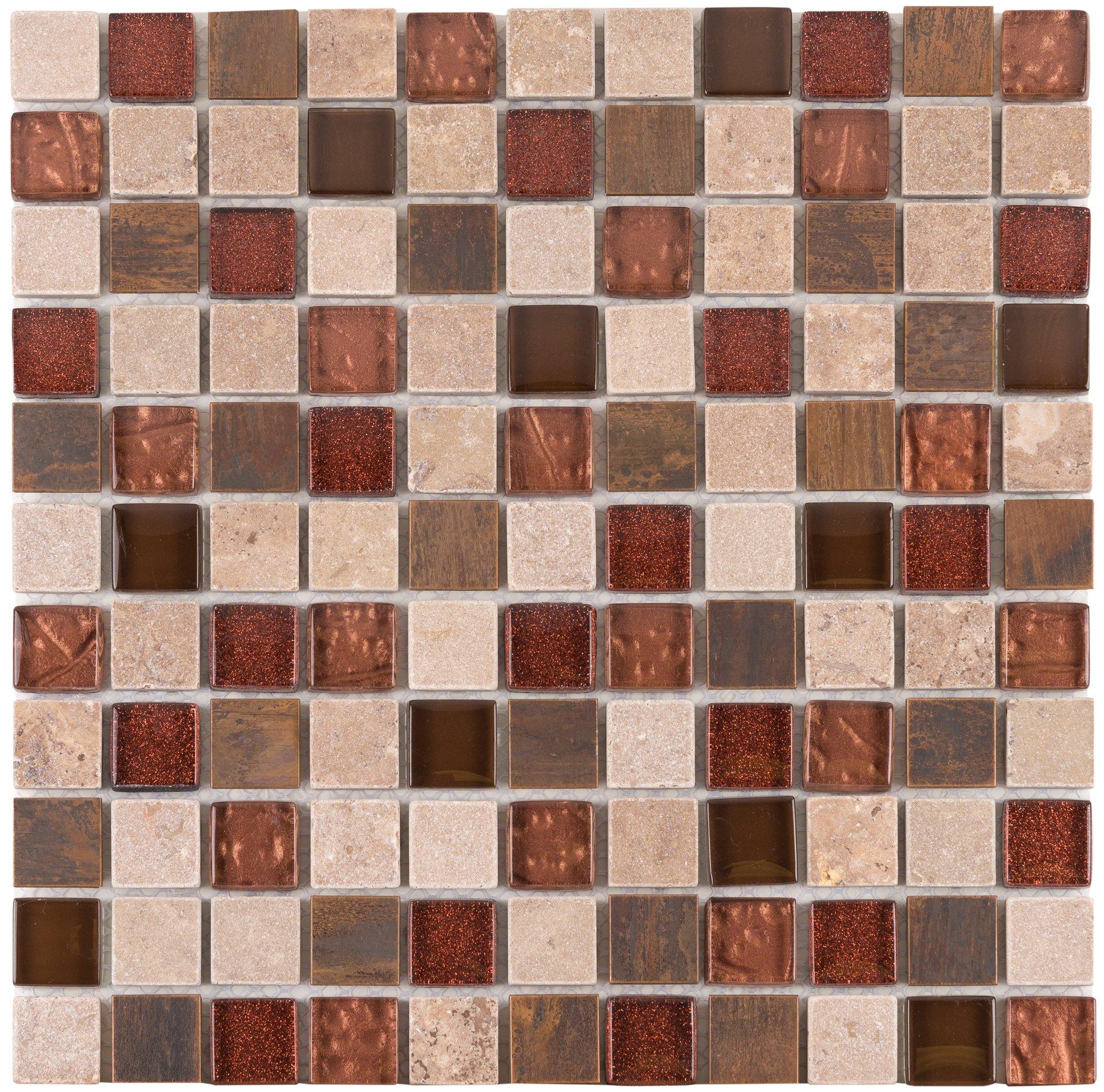 863-306 Copper Canyon 1 x 1 Mosaic Glass Metal and Stone Mosaic