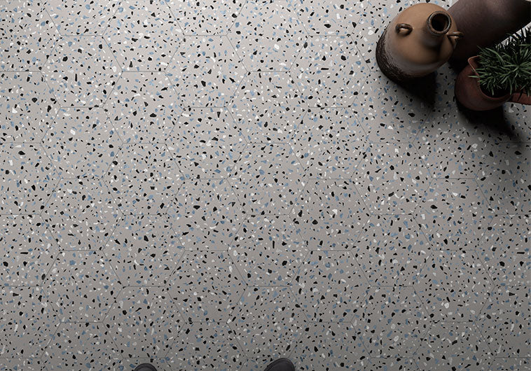 ABS-6004 Abstract Gray Terrazzo Look  Floor Tile