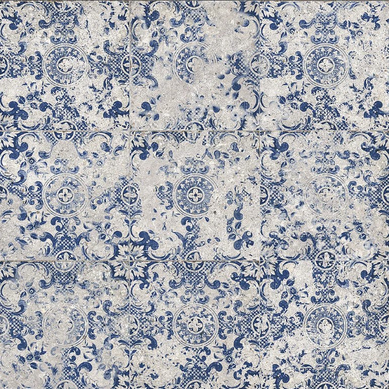 Sintra MYSDEC10 – Batik Mystique 8x8 Tile | Blue Gray Encaustic Look