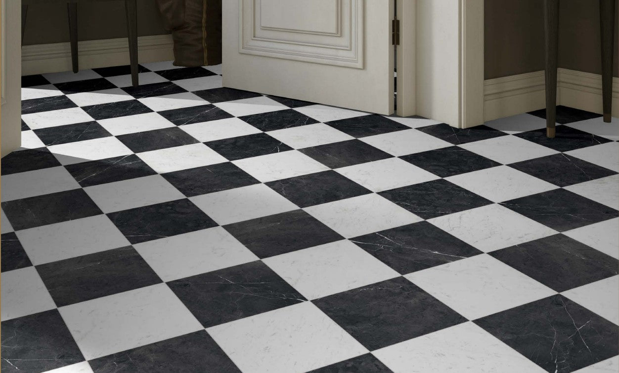 Nero Marquina 12 x 12 matte porcelain floor tile living room floor