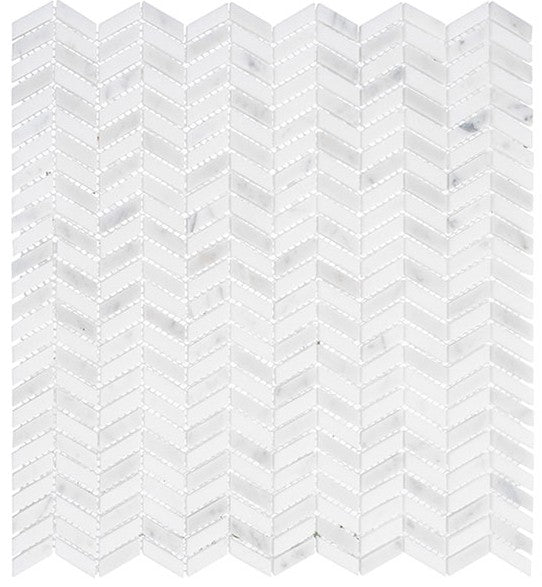 Covered Bridge Mystical Arches CVB-361 white marble mosaic chevron design