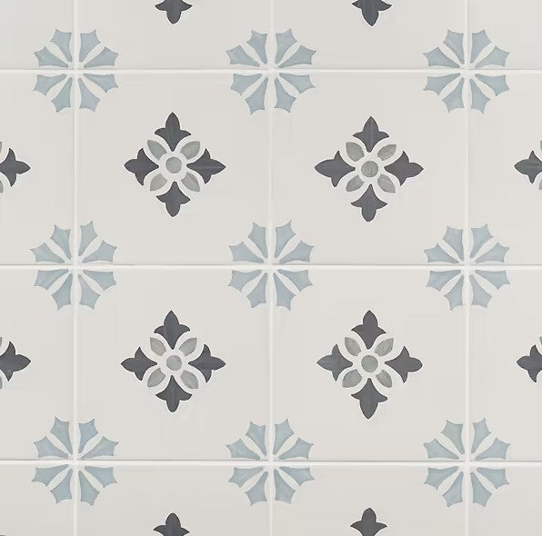 Dhar Poppy Blue Green TLPRDHRPBG9X9 Tile Pattern