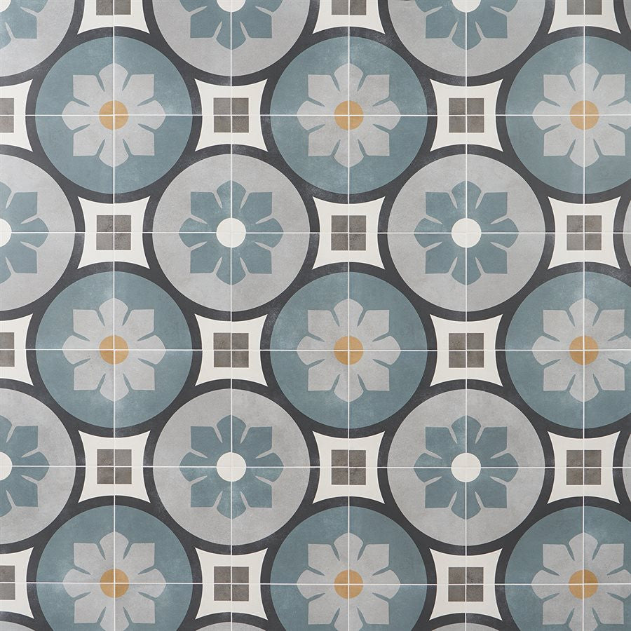 Dhar Bloom Blue TLPRDHRBLMBLU9X9 Pattern Tiles