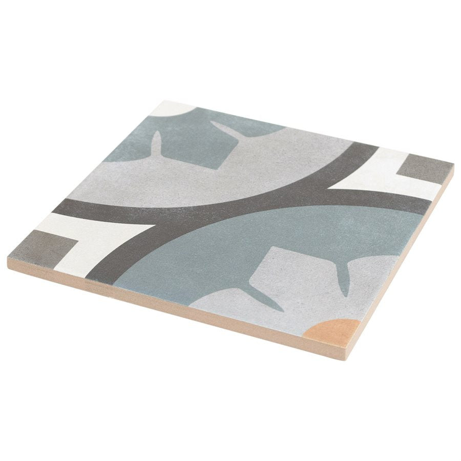 Dhar Bloom Blue TLPRDHRBLMBLU9X9 Pattern Tiles Angle View