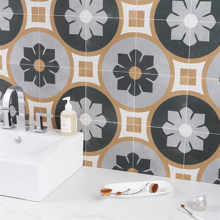 Dhar Bloom Green TLPRDHRBLMGRN9X9 Patterned Tiles Bathroom Wall Tile Install