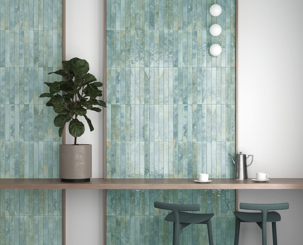 Equipe Bali 31548 Aqua 2 x 16 Accent Wall install Photo