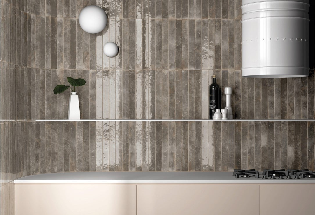 Equipe Bali 31550 Dark Pearl 2 x 16 Ceramic Tile Kitchen Backsplash Photo