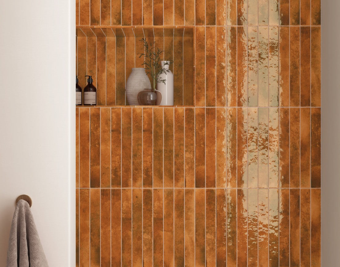 Equipe Bali 31551 Ginger 2 x 16 Shower Wall Tile install Photo