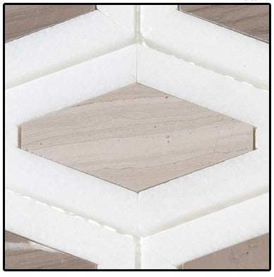 Garden Party GDN-131 Espresso Tan Diamond Hexagon Marble Mosaic Close Up