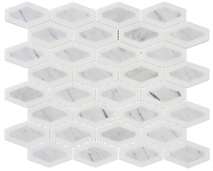 Garden Party GDN-133 Coconut White Diamond Shape Marble Mosaic