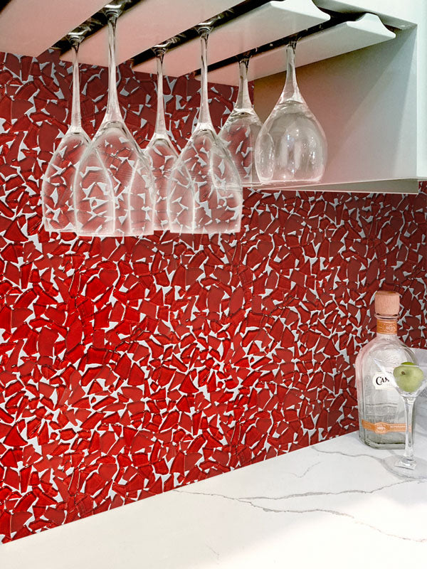 Gem series Ruby GEM7 Pebble glass tile mosaic kitchen backsplash install