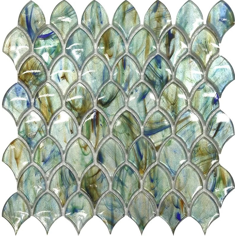 Glamour Scale Seafoam ASL-05 green with hint of blue full sheet glass mosaic