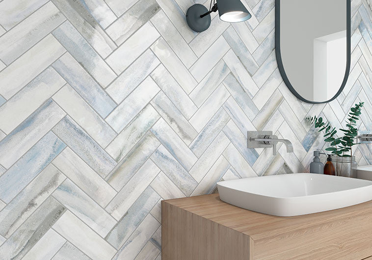 Great Plains Collection 3 x 10 Glossy Subway Tile GPL9304 Altitude herringbone bathroom wall tile
