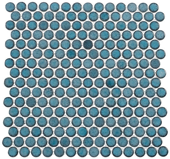 Greenwich Collection Penny Round Recycled Glass Mosaic GR-884 Lafayette Blue