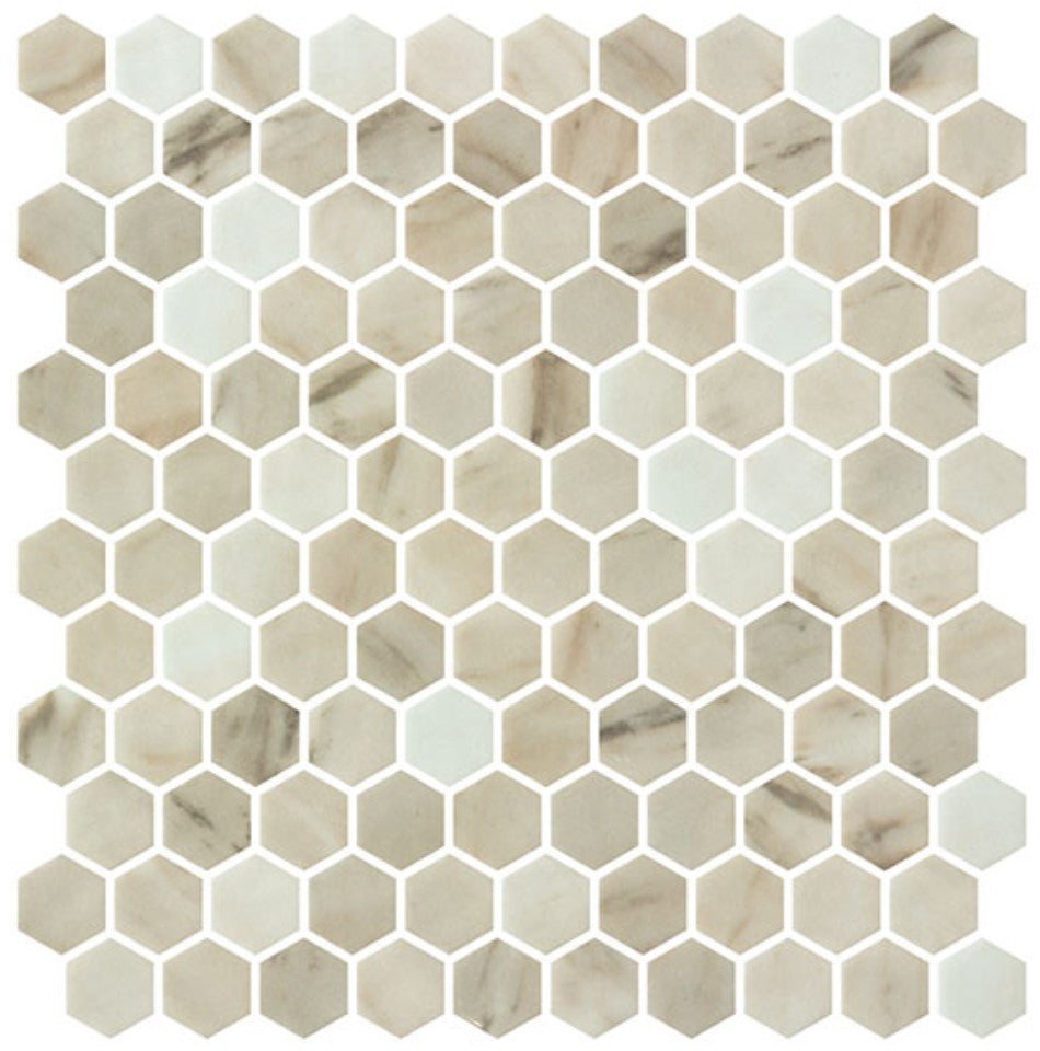 Grenada Views 1 inch hexagon recycled glass mosaic GV-5403 Cordoba Mist