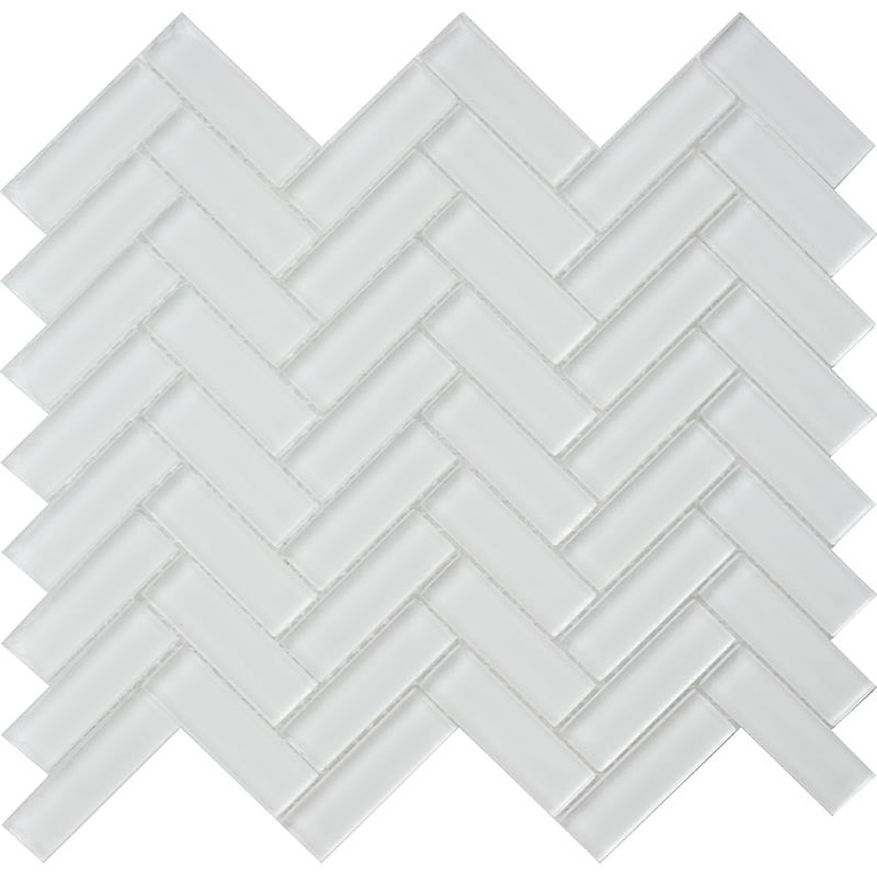 Mir Mosaic White Herringbone 1 x 3 Glossy White HB-066