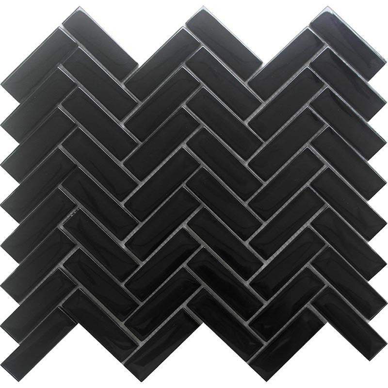 Mir Mosaic Shadow Glossy 1 x 3 herringbone mosaic HB-091