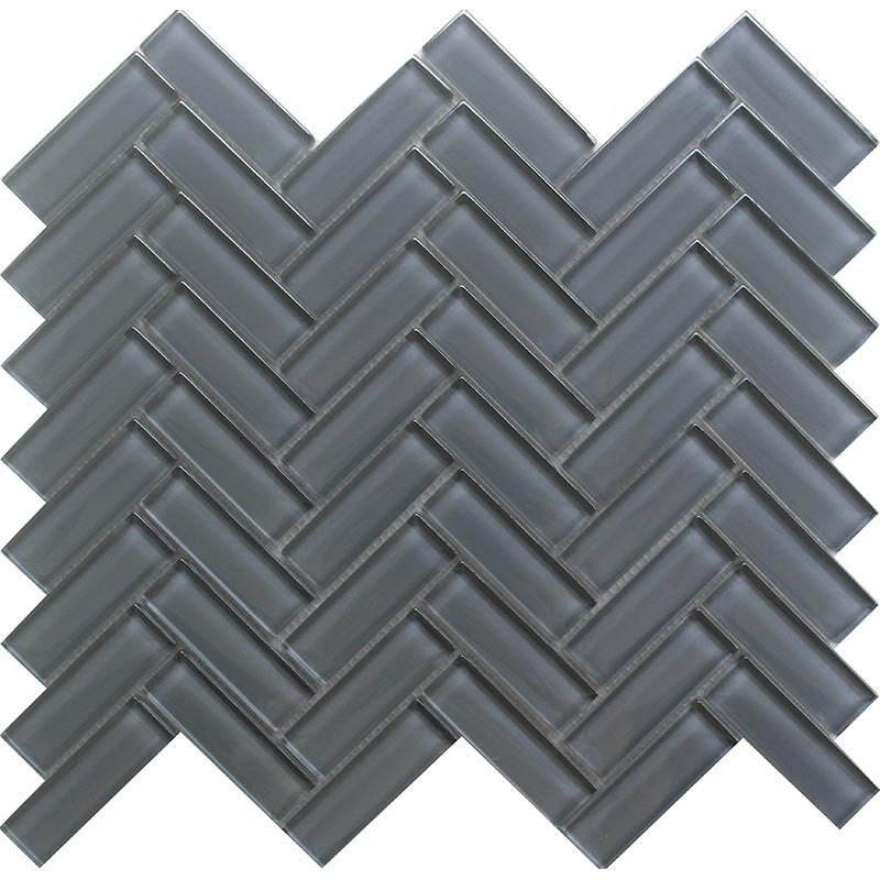 Mir Mosaic Cobblestone Glossy 1 x 3 herringbone mosaic HB-097