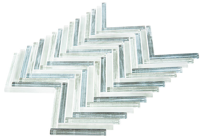 Himalayan Arches Herringbone glass mosaic tile HRS-6031 Kamet Lonzo Side View