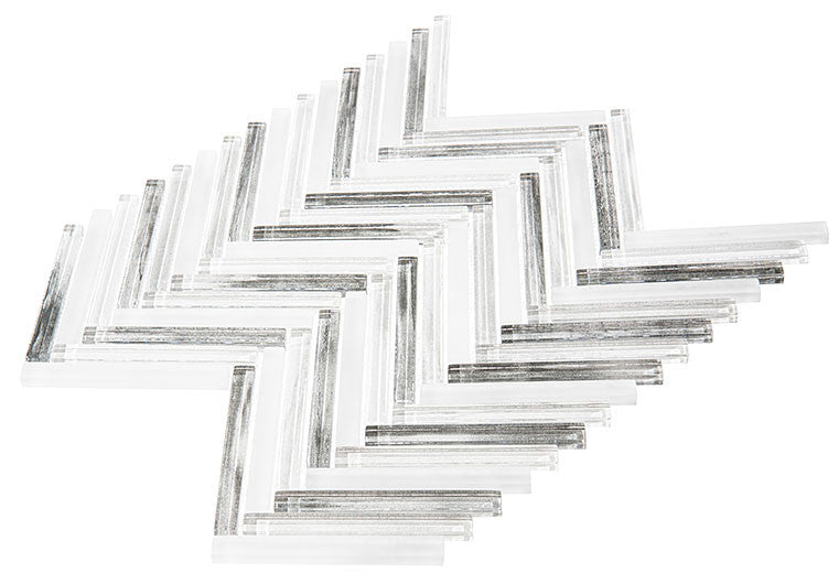 Himalayan Arches Herringbone glass mosaic tile HRS-6032 Makalu Peak Side View