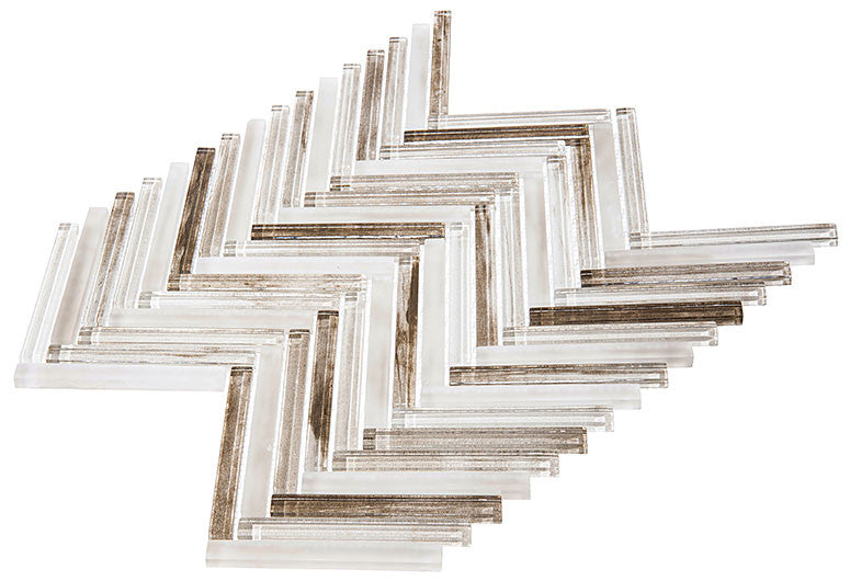 Himalayan Arches Herringbone glass mosaic tile HRS-6034 Nepal Heights side view