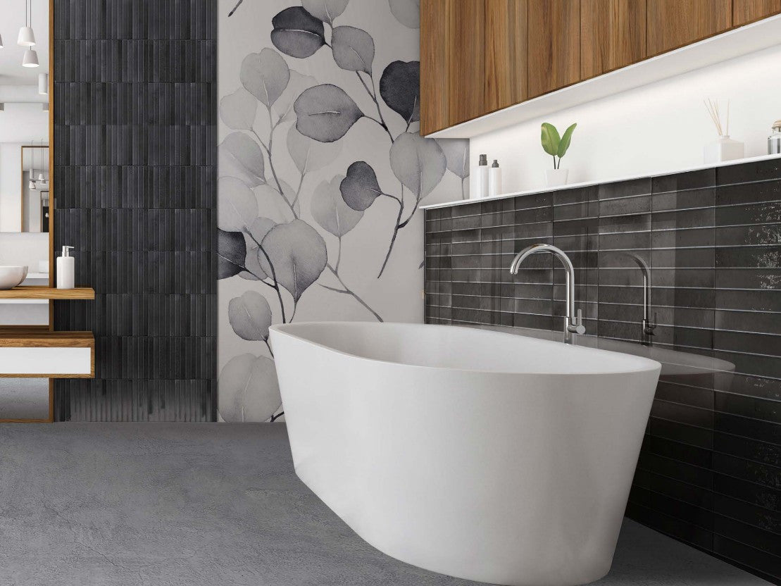 Home Series Liquirice 5 x 10 kitkat behind the tub wall tile install