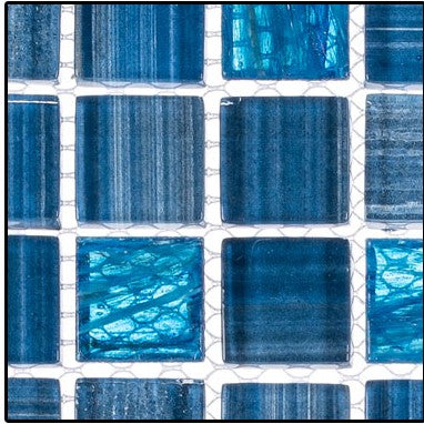 Inkline Parkers Point INK 4103 blue glass mosaic tile close up