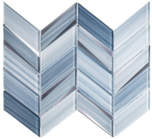 Kohala Collection Glass Chevron Mosaic Tile KLA-4705 Oahu Blue