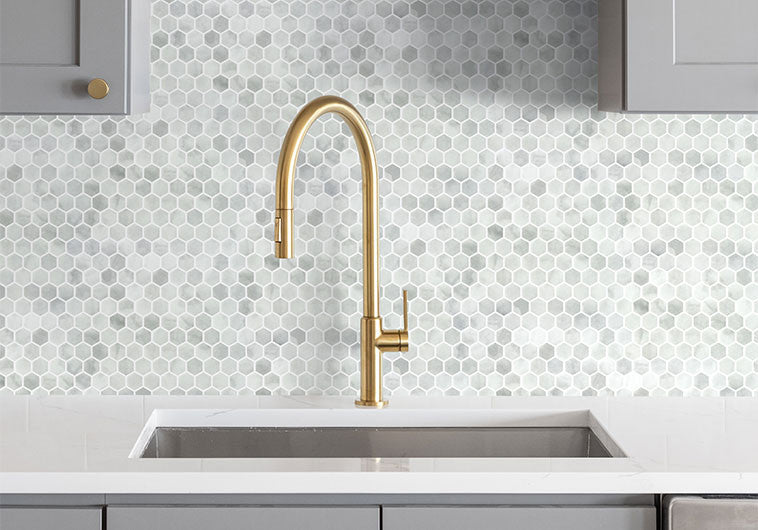 Luxacious Bay 1 inch recycled glass tile mosaic LXB-5441 Riviera Beach room scene