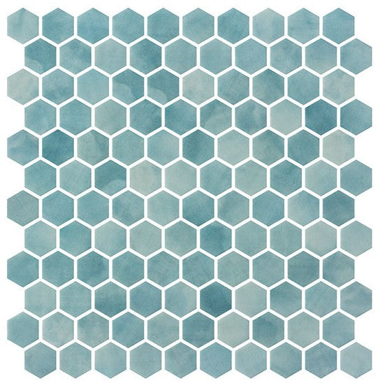 Luxacious Bay 1 inch recycled glass tile mosaic LXB-5442 Fjord Amolie