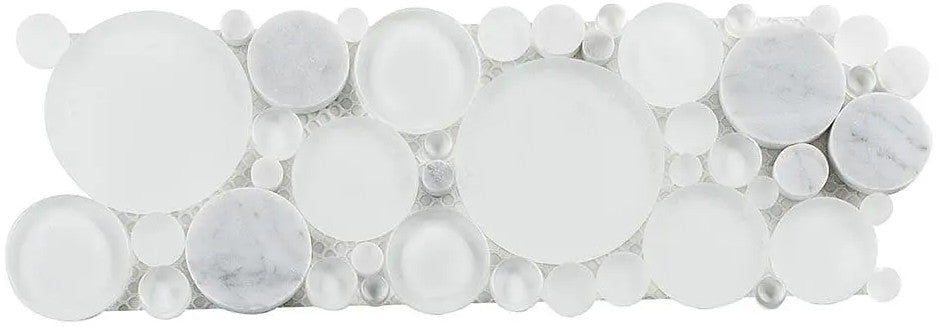 MTB White Dove B100 mosaic listello tile carrara white and frosted and glossy glass mosaics