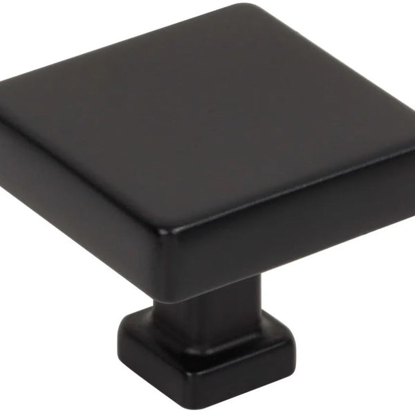 black dresser knobs Jeffrey Alexander Nash Square Cabinet Knob Matte Black / 1-3/8