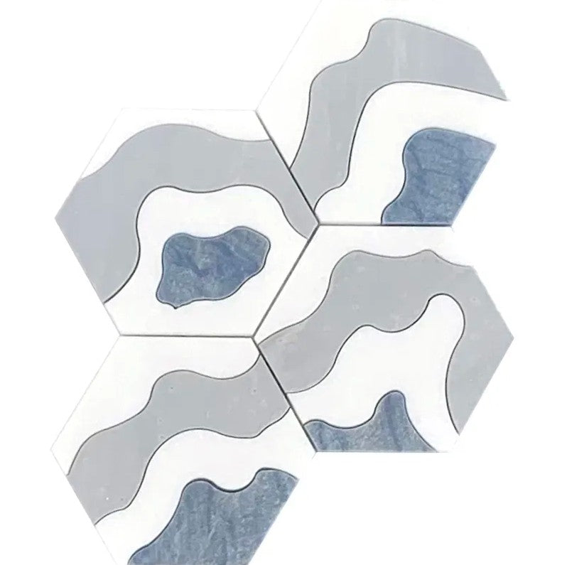 Mir Mosaics Storm Blue STRM-02BL Blue and Gray waterjet Marble Mosaic