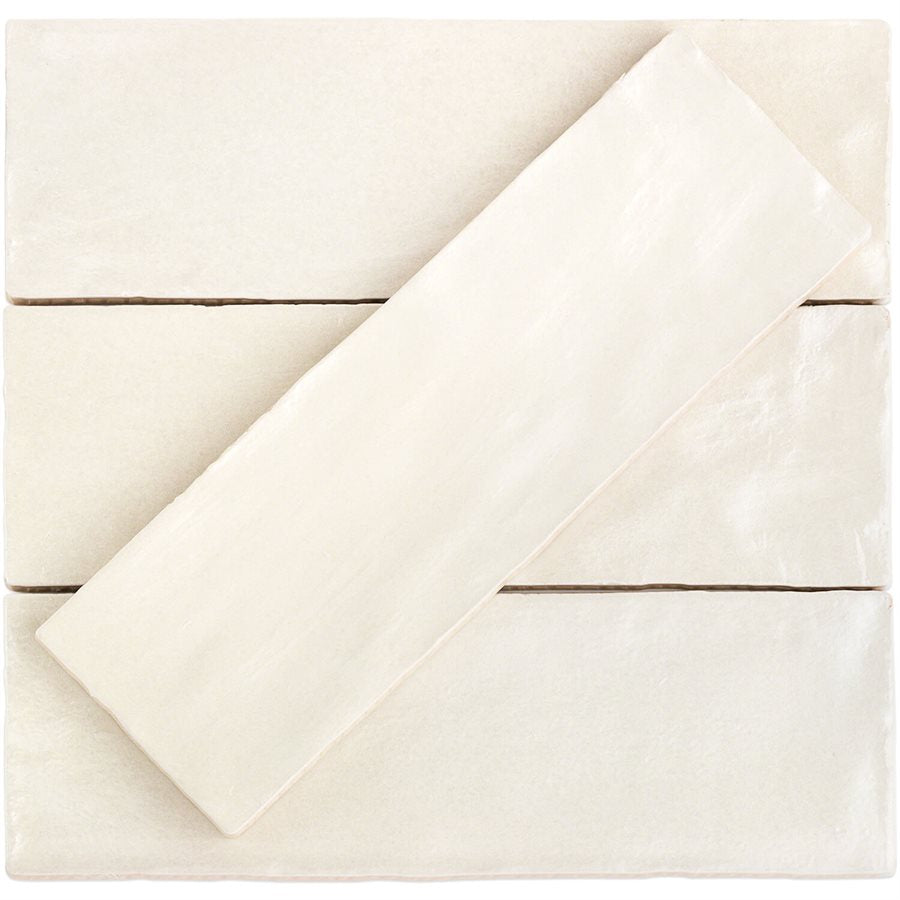 Myorka Cream 2 x 8 ceramic subway tile group of 4 tiles