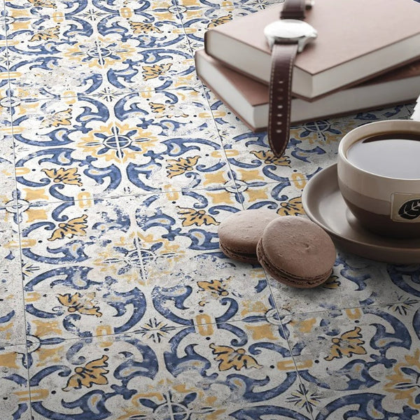 Batik Mystique Porto MYSDEC9 Encaustic Look Tile | 8x8 Wall & Floor